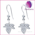 High quality 925 silver fishhook earring with leaves shape pink earring sold by pairs